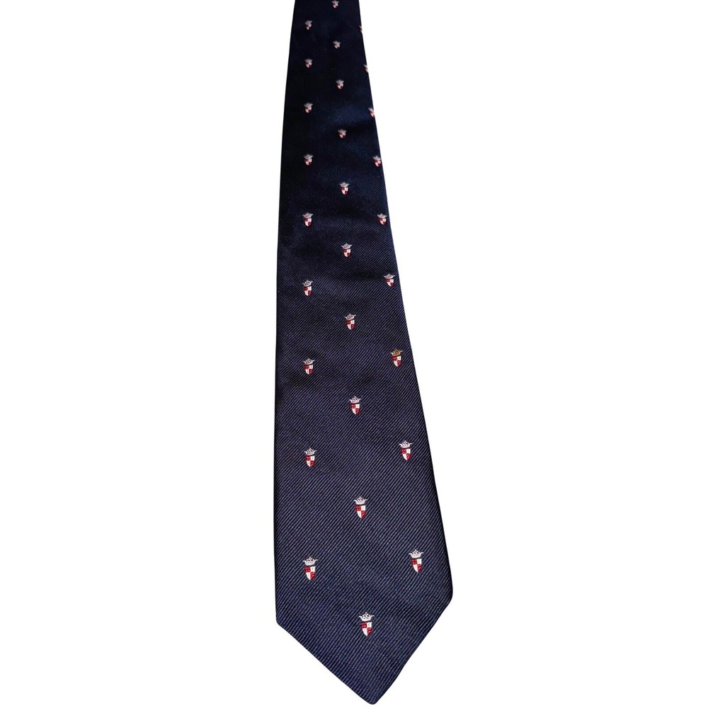 The Bugle Boulder Ft Collins Mens Neckâ Tie Blue Emblems Patterned Silk Blend